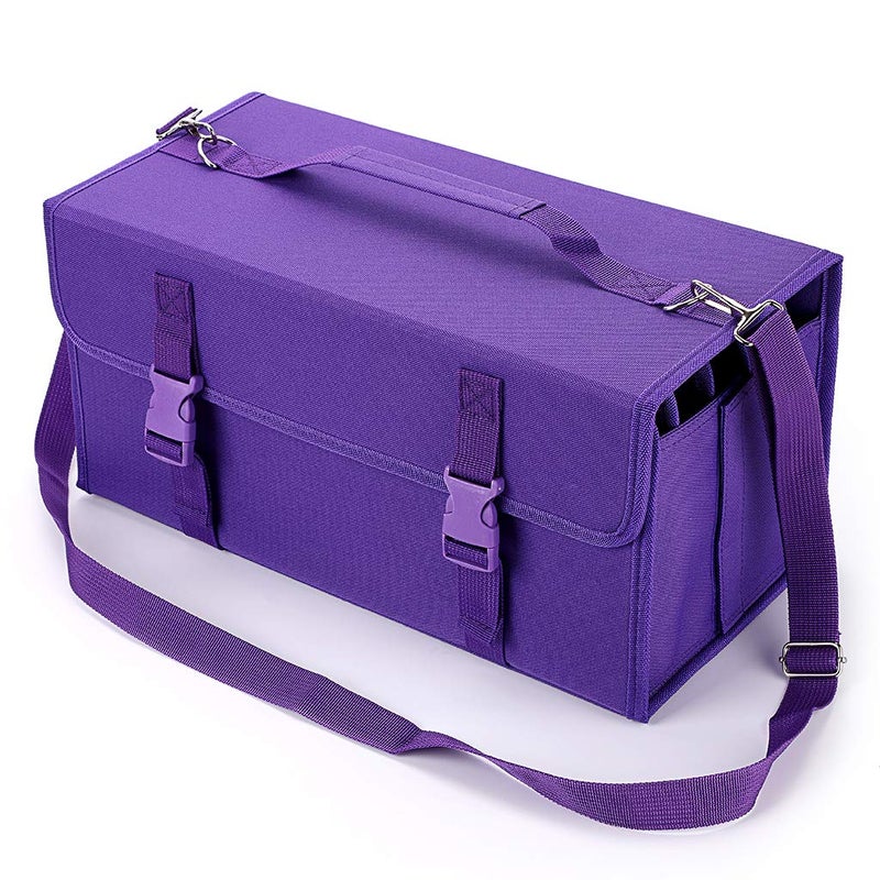 BTSKY New 171 Slots Marker Case Lipstick Organizer-Canvas Markers Holder for Markers and Sketch Markers Purple - Image 1